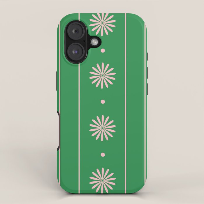 Daisy Stripes Green and Pink Pattern iPhone Case Gallery Image 1