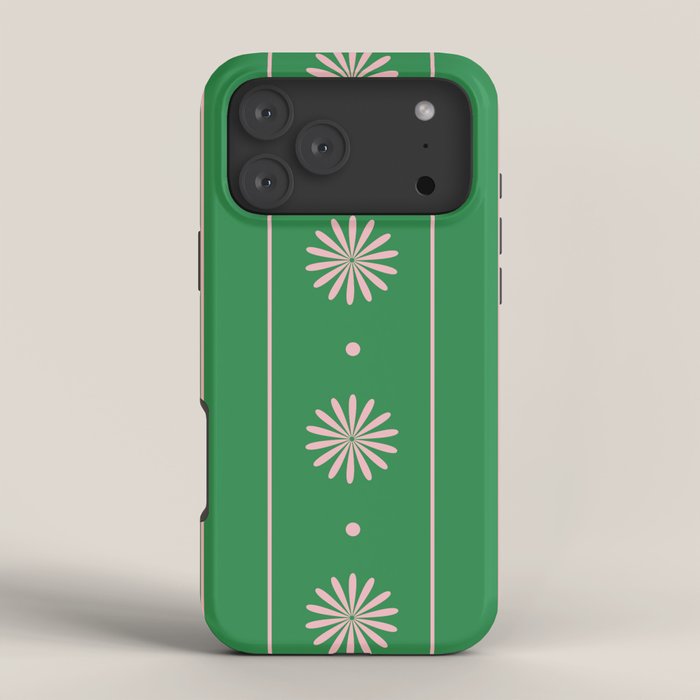 Daisy Stripes Green and Pink Pattern iPhone Case Gallery Image 4