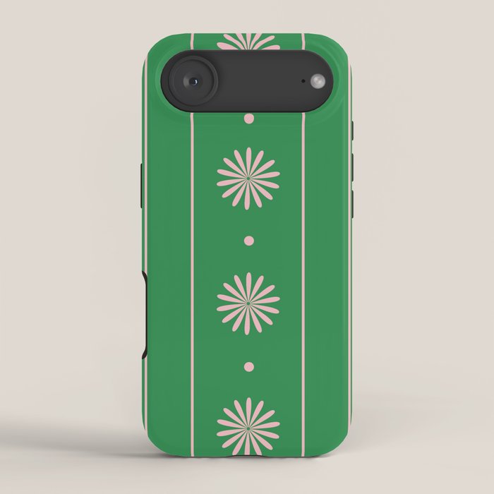 Daisy Stripes Green and Pink Pattern iPhone Case Gallery Image 2