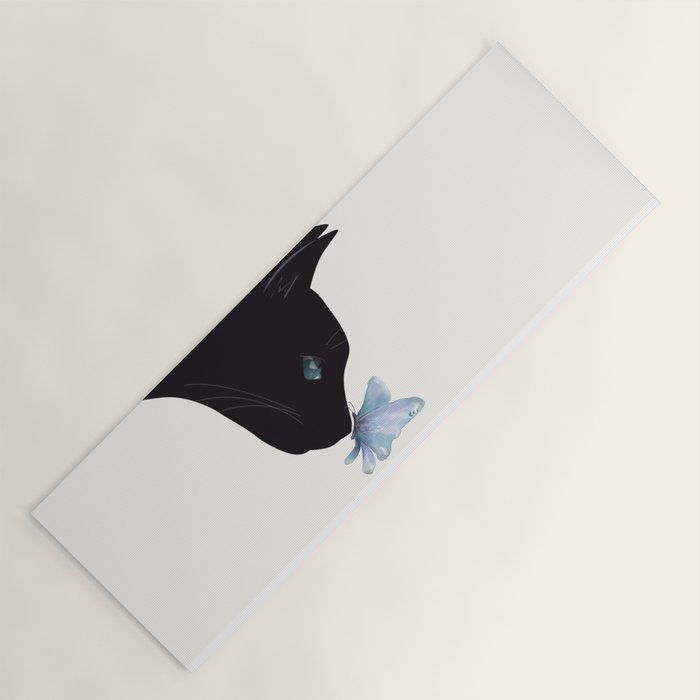 Cat and Butterfly Yoga Mat Gallery Image 1