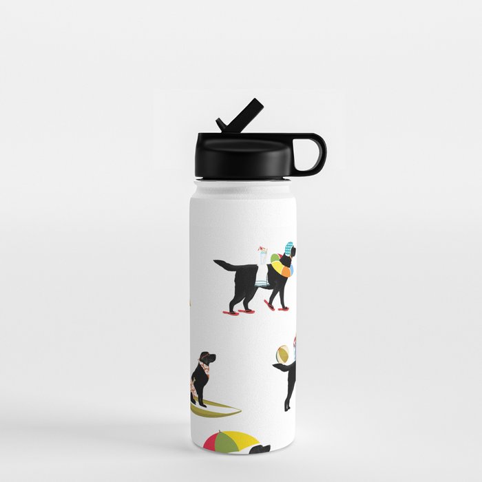 Labrador Beach black lab dog beach Water Bottle Gallery Image 1