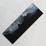 Waves on a black sand beach in iceland - minimalist Landscape Photography Yoga Mat Gallery Image 1