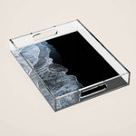 Waves on a black sand beach in iceland - minimalist Landscape Photography Acrylic Tray Gallery Image 1