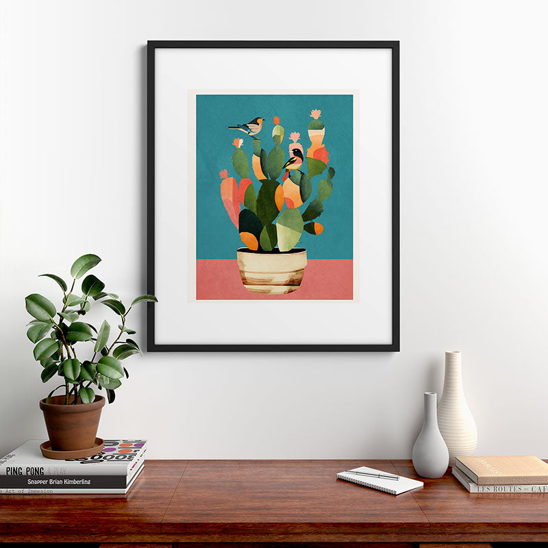 Cactus and Birds 2 Framed Art Print Gallery Image 7