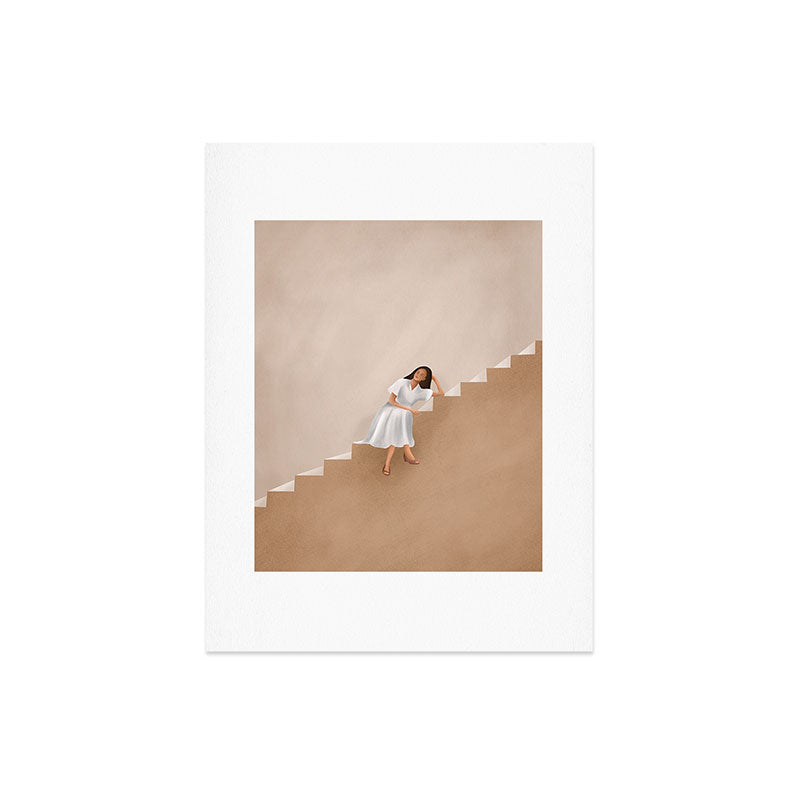 Girl Thinking on a Stairway Art Print Gallery Image 6