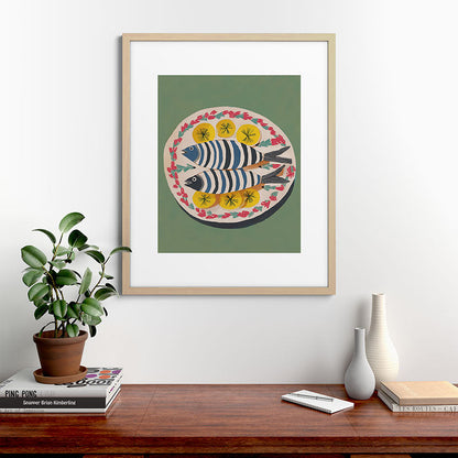 Mediterranean Fish Plate Framed Art Print Gallery Image 49