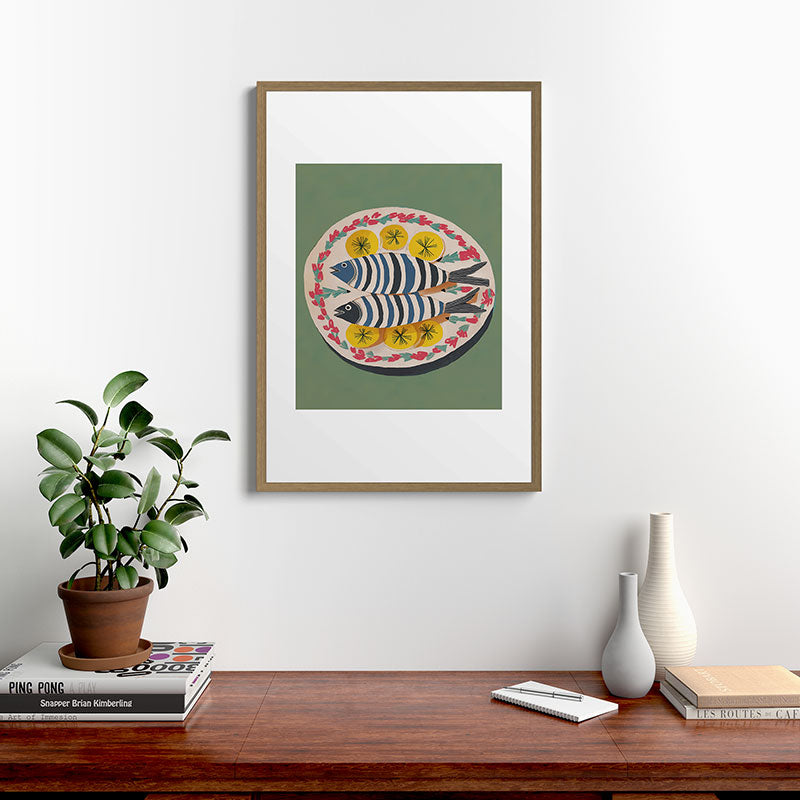 Mediterranean Fish Plate Framed Art Print Gallery Image 13