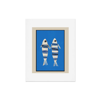 Minimal Fish on Blue Art Print Gallery Image 4