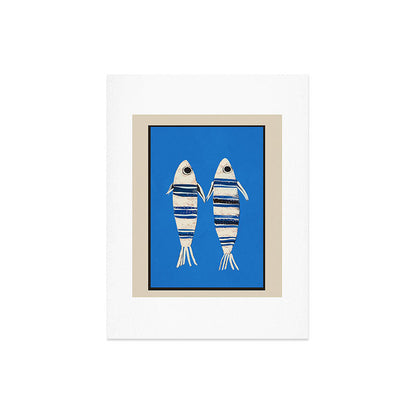 Minimal Fish on Blue Art Print Gallery Image 6