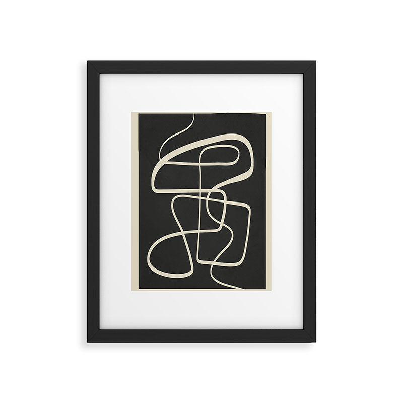 Modern Abstract Lines - Noir Framed Art Print Gallery Image 1