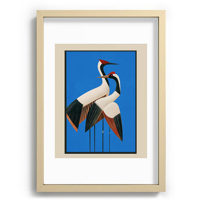 Stillness in Motion - Abstract Cranes in Blue Framed Art Print Gallery Image 71