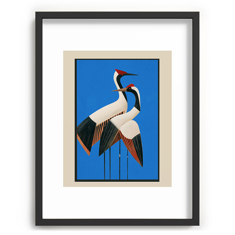 Stillness in Motion - Abstract Cranes in Blue Framed Art Print Gallery Image 61