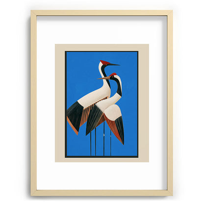 Stillness in Motion - Abstract Cranes in Blue Framed Art Print Gallery Image 73