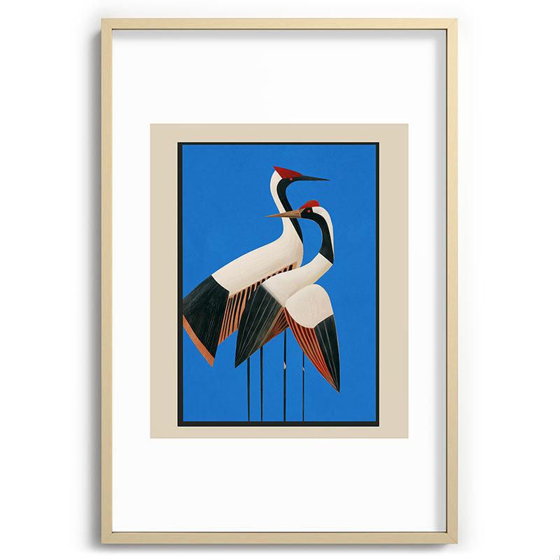 Stillness in Motion - Abstract Cranes in Blue Framed Art Print Gallery Image 74