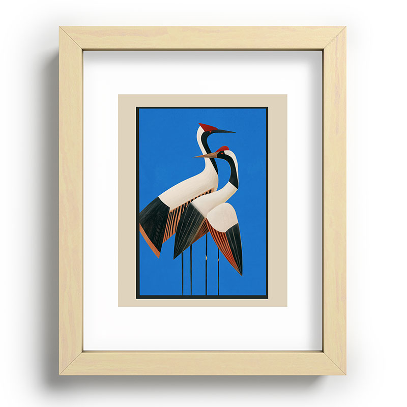 Stillness in Motion - Abstract Cranes in Blue Framed Art Print Gallery Image 69