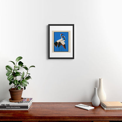 Stillness in Motion - Abstract Cranes in Blue Framed Art Print Gallery Image 3