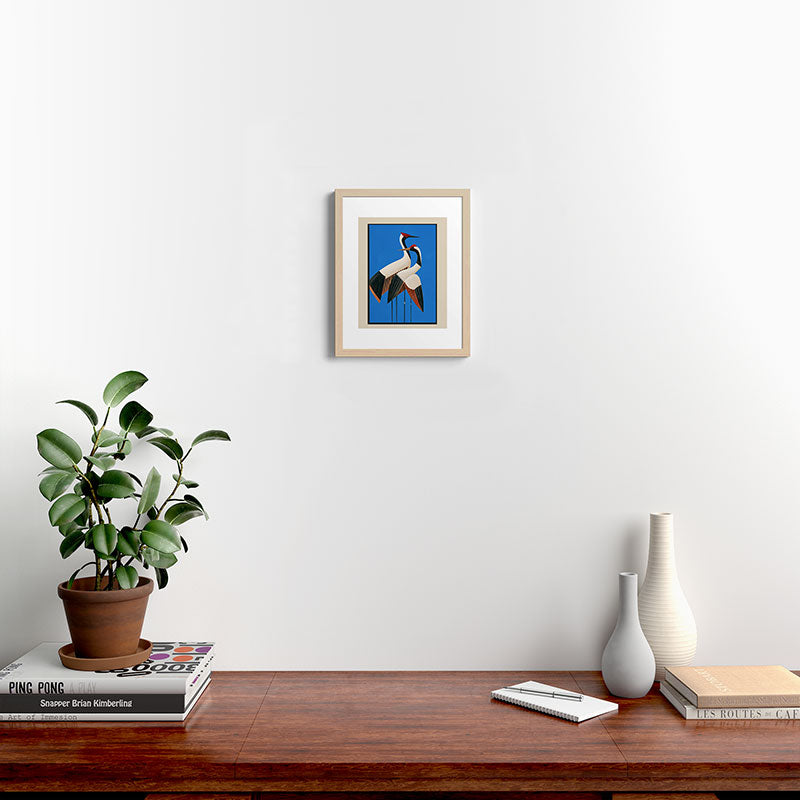Stillness in Motion - Abstract Cranes in Blue Framed Art Print Gallery Image 16
