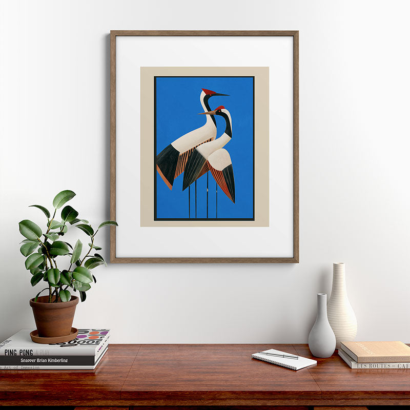 Stillness in Motion - Abstract Cranes in Blue Framed Art Print Gallery Image 14