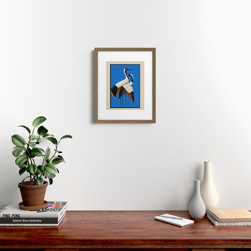 Stillness in Motion - Abstract Cranes in Blue Framed Art Print Gallery Image 11
