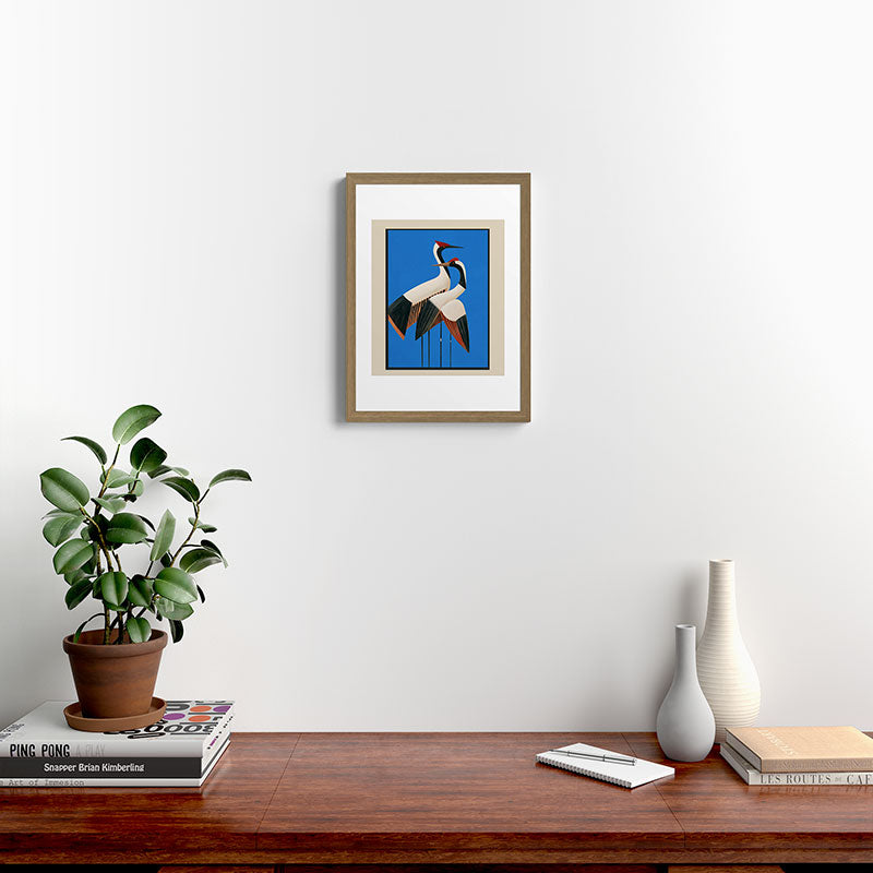 Stillness in Motion - Abstract Cranes in Blue Framed Art Print Gallery Image 10