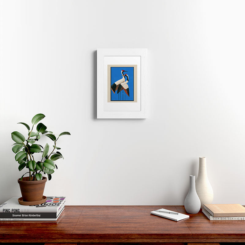 Stillness in Motion - Abstract Cranes in Blue Framed Art Print Gallery Image 52