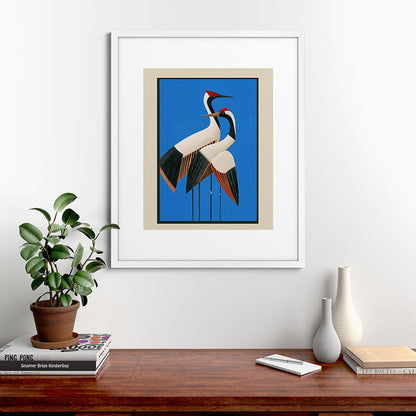 Stillness in Motion - Abstract Cranes in Blue Framed Art Print Gallery Image 56