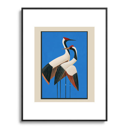 Stillness in Motion - Abstract Cranes in Blue Framed Art Print Gallery Image 84