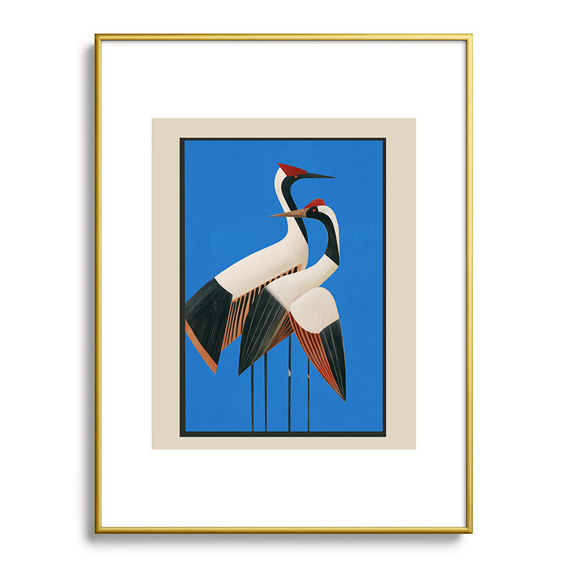 Stillness in Motion - Abstract Cranes in Blue Framed Art Print Gallery Image 92