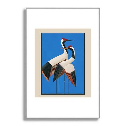 Stillness in Motion - Abstract Cranes in Blue Framed Art Print Gallery Image 100