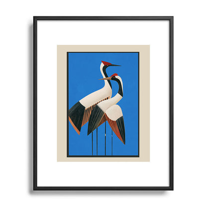 Stillness in Motion - Abstract Cranes in Blue Framed Art Print Gallery Image 81