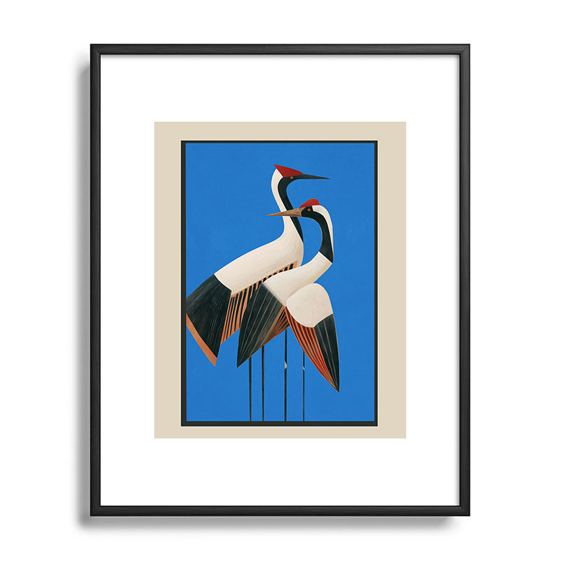 Stillness in Motion - Abstract Cranes in Blue Framed Art Print Gallery Image 82