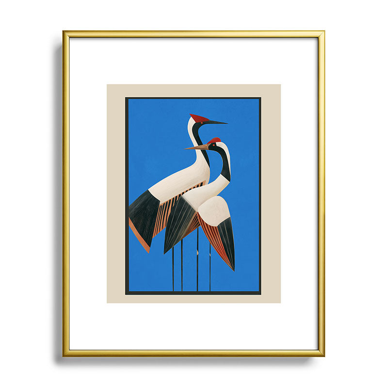 Stillness in Motion - Abstract Cranes in Blue Framed Art Print Gallery Image 89
