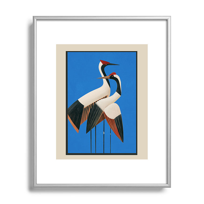 Stillness in Motion - Abstract Cranes in Blue Framed Art Print Gallery Image 95