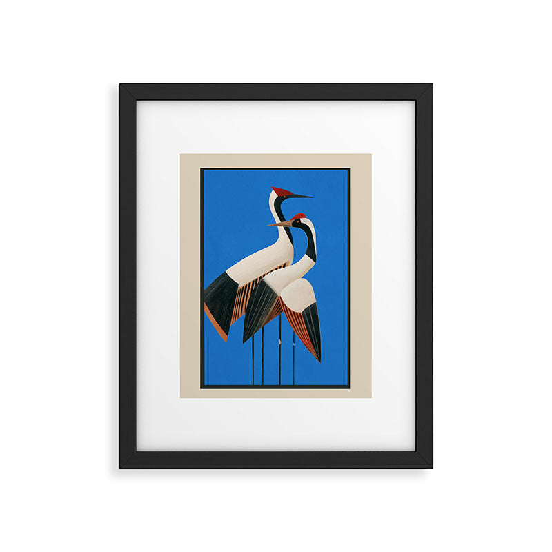 Stillness in Motion - Abstract Cranes in Blue Framed Art Print Gallery Image 5