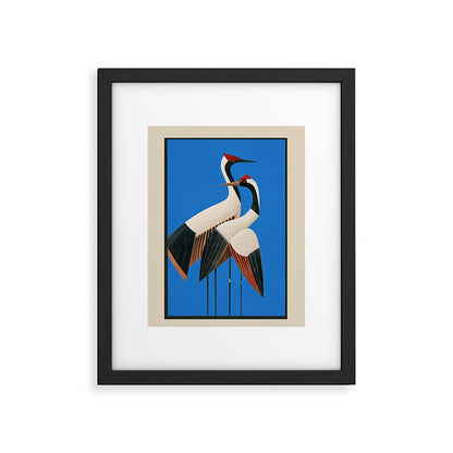 Stillness in Motion - Abstract Cranes in Blue Framed Art Print Gallery Image 5