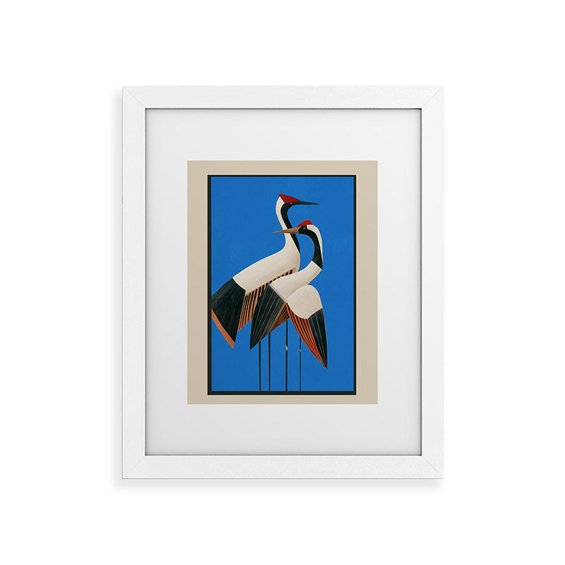 Stillness in Motion - Abstract Cranes in Blue Framed Art Print Gallery Image 53