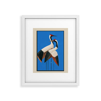 Stillness in Motion - Abstract Cranes in Blue Framed Art Print Gallery Image 25