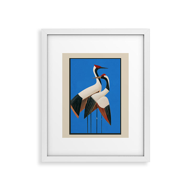 Stillness in Motion - Abstract Cranes in Blue Framed Art Print Gallery Image 23
