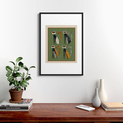 Striped Lemurs Framed Art Print Gallery Image 6