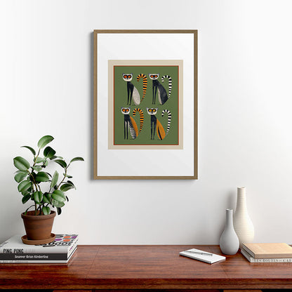 Striped Lemurs Framed Art Print Gallery Image 13