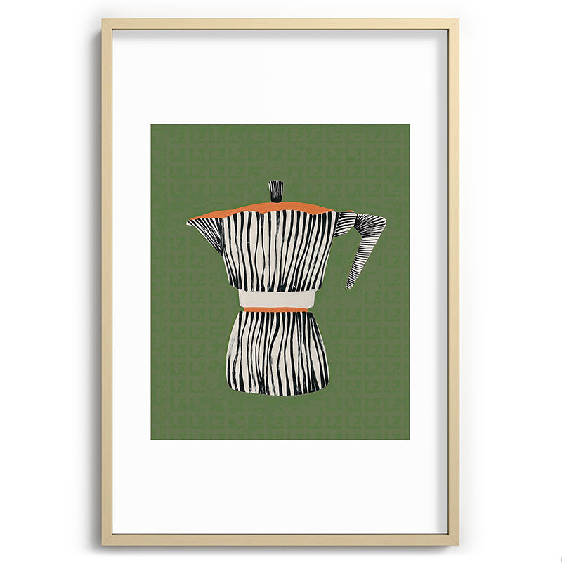 Zebra Moka in Olive Framed Art Print Gallery Image 74