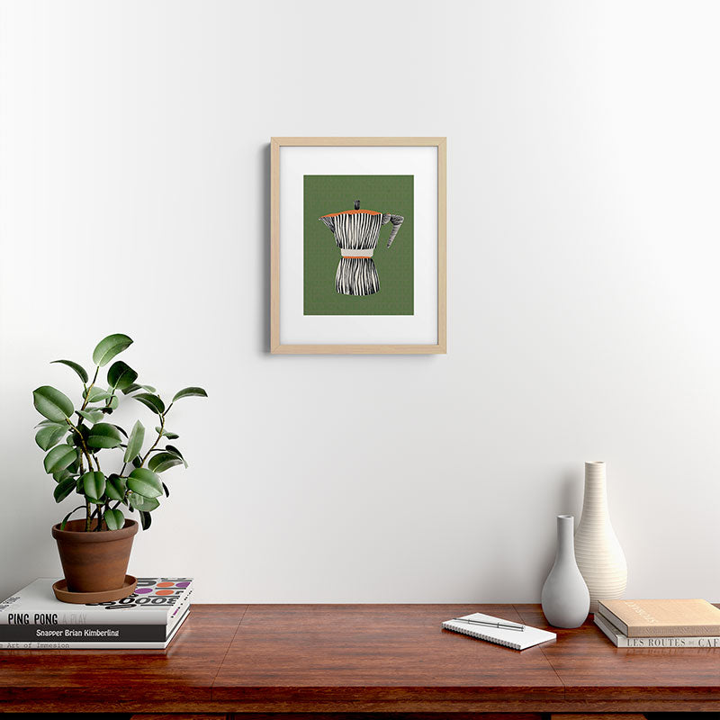 Zebra Moka in Olive Framed Art Print Gallery Image 18