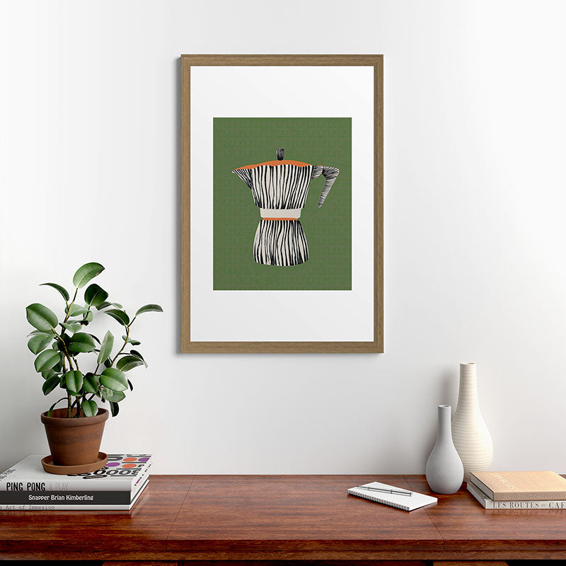 Zebra Moka in Olive Framed Art Print Gallery Image 41