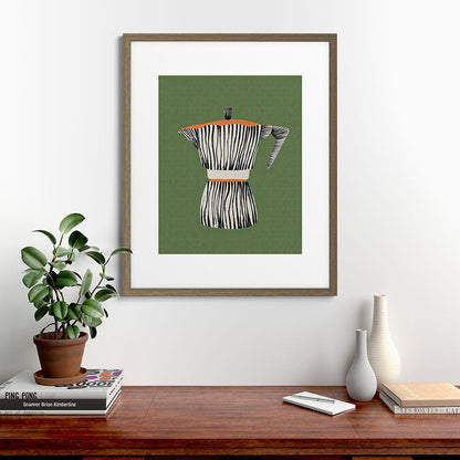 Zebra Moka in Olive Framed Art Print Gallery Image 42