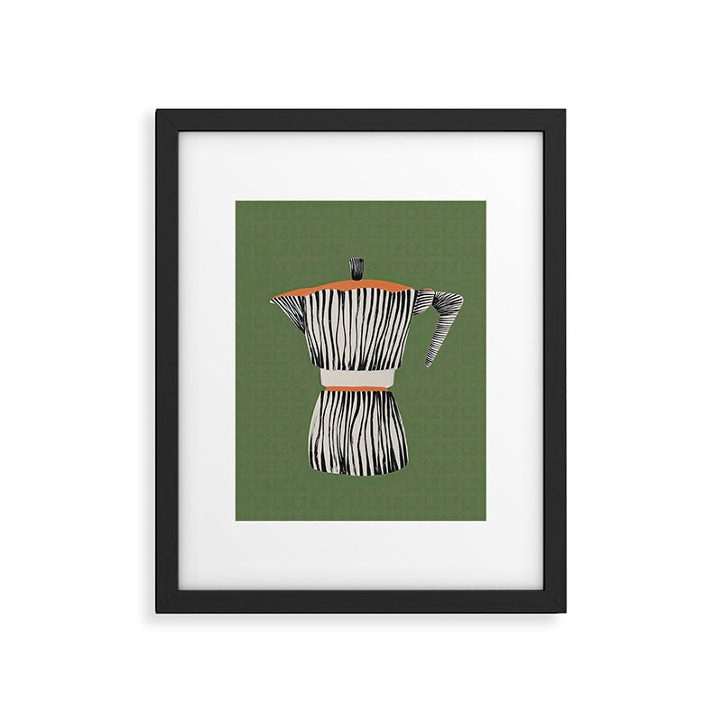 Zebra Moka in Olive Framed Art Print Gallery Image 5