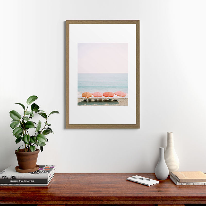 Beach Umbrella Pastel Minimalist AI Photography Framed Art Print Gallery Image 41