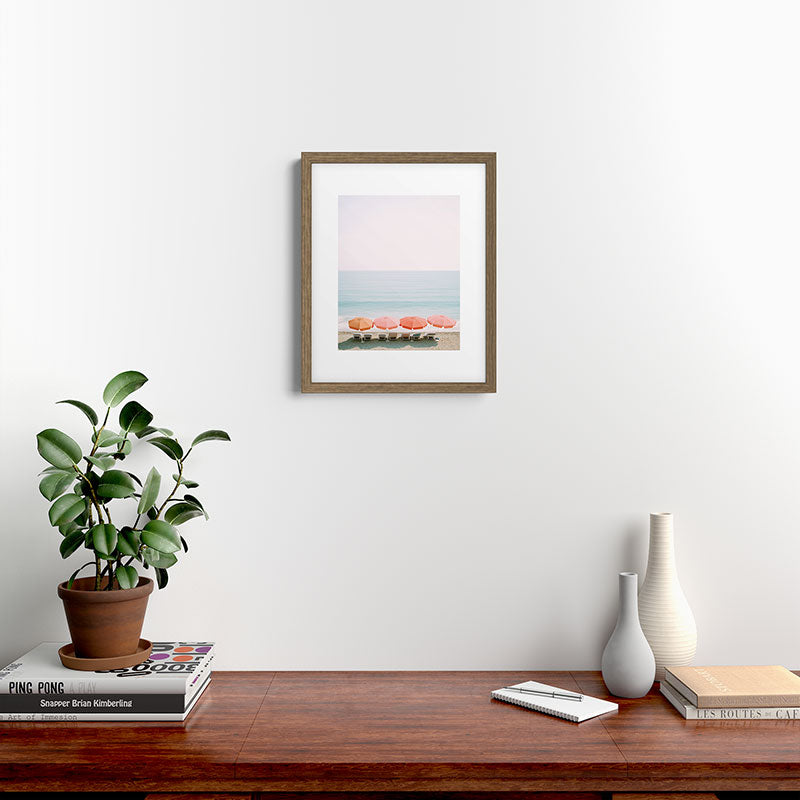 Beach Umbrella Pastel Minimalist AI Photography Framed Art Print Gallery Image 11