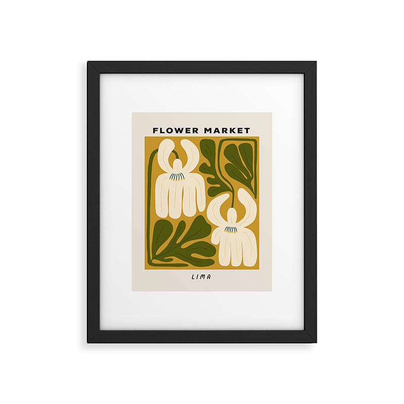 Flower Market Lima, Retro Eclectic Floral Print Framed Art Print Gallery Image 1