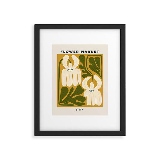Flower Market Lima, Retro Eclectic Floral Print Framed Art Print Gallery Image 1