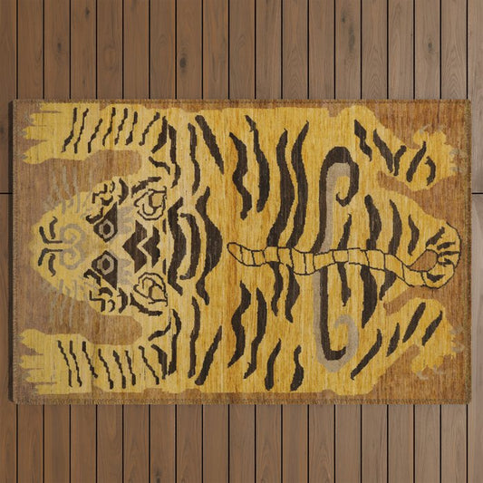Tiger Rug I 19th Century Authentic Colorful Wild Animal Zoo Vintage Patterns Outdoor Rug Gallery Image 2